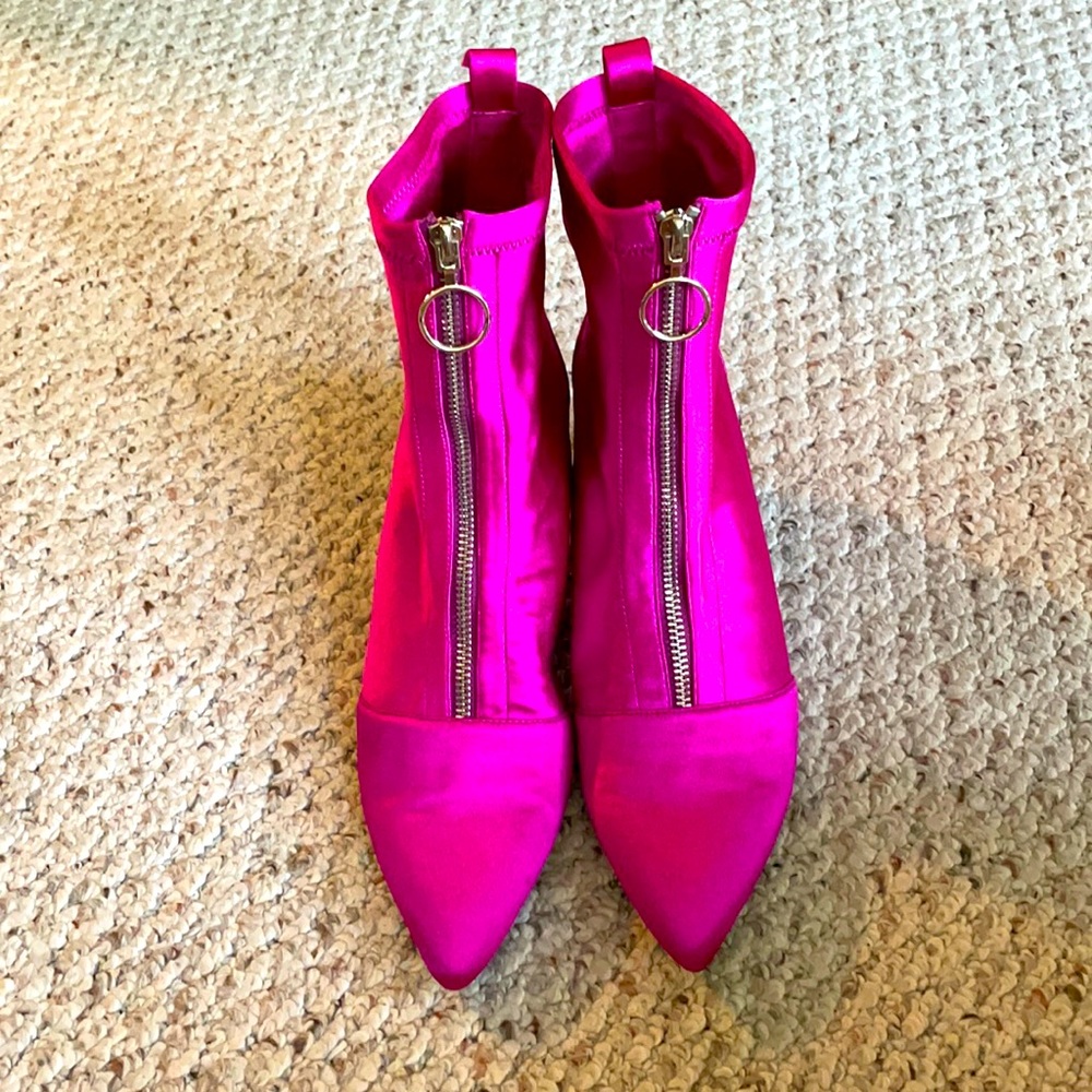 Stradivarius Disco Party Hot Pink/Magenta Ankle Boots - Size 41/10M